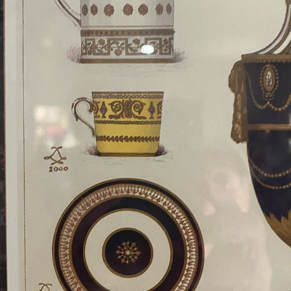 Vintage Ed. Garnier French Porcelain Urn & Cup Print Gold Frame Wall Art - Picture 7 of 11